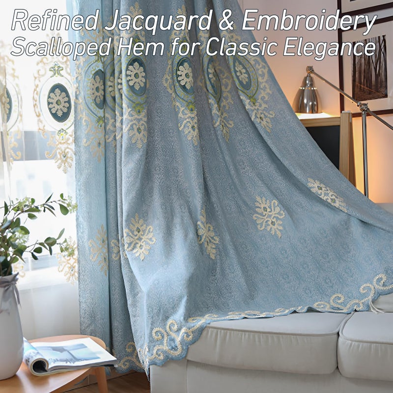 VOGOL Customized Simple Chenille Jacquard Blackout Window Elegance Curtains/Drapes/Panels/Treatments for Bedroom Living Room,Top Grommets, Two Panels, W54 x L96 inch - Image 3